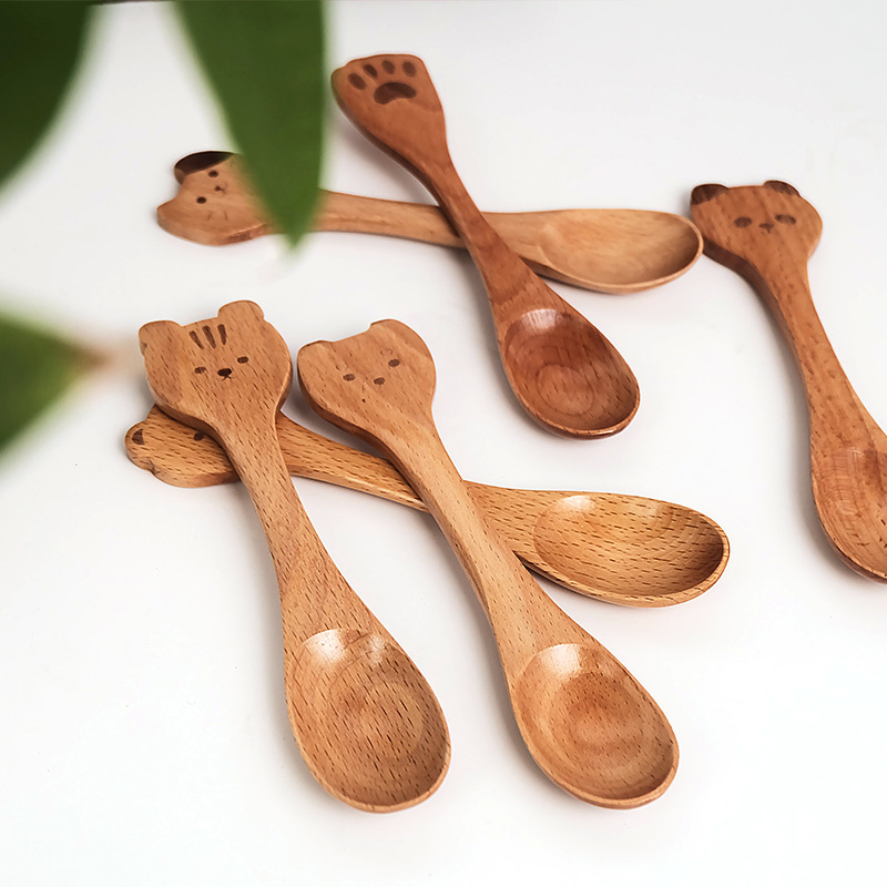 Kitchen Utensils - Yaratıcı Karikatür Küçük Ahşap Kaşık Düzgün