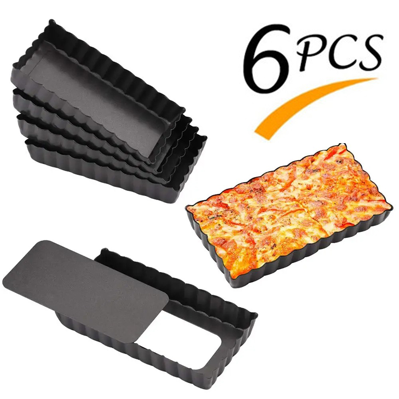 Tart Pan Loose - 6 adet Mini tava seti dikdörtgen