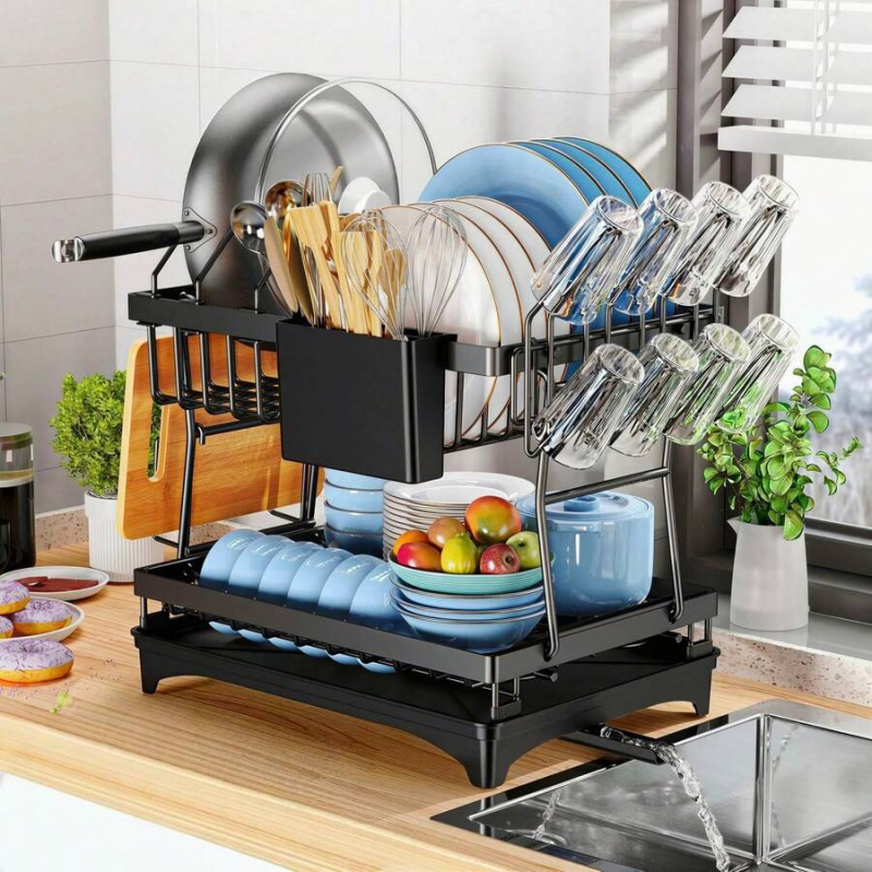 Kitchen Utensils - Paslanmaz Çelik Bulaşık Kurutmalığı, 2 Katlı