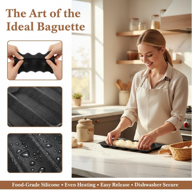 Kitchen Essentials Baking Tray - 5 Bölmeli Hoagie Ekmek Tepsisi Yapışmaz