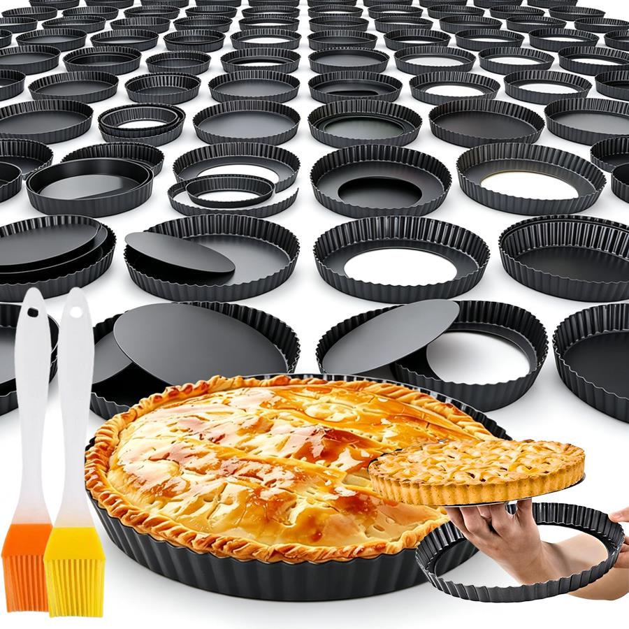 Tart Pan Loose - 2 adet Oluklu Kenarlı Gevşek Tabanlı