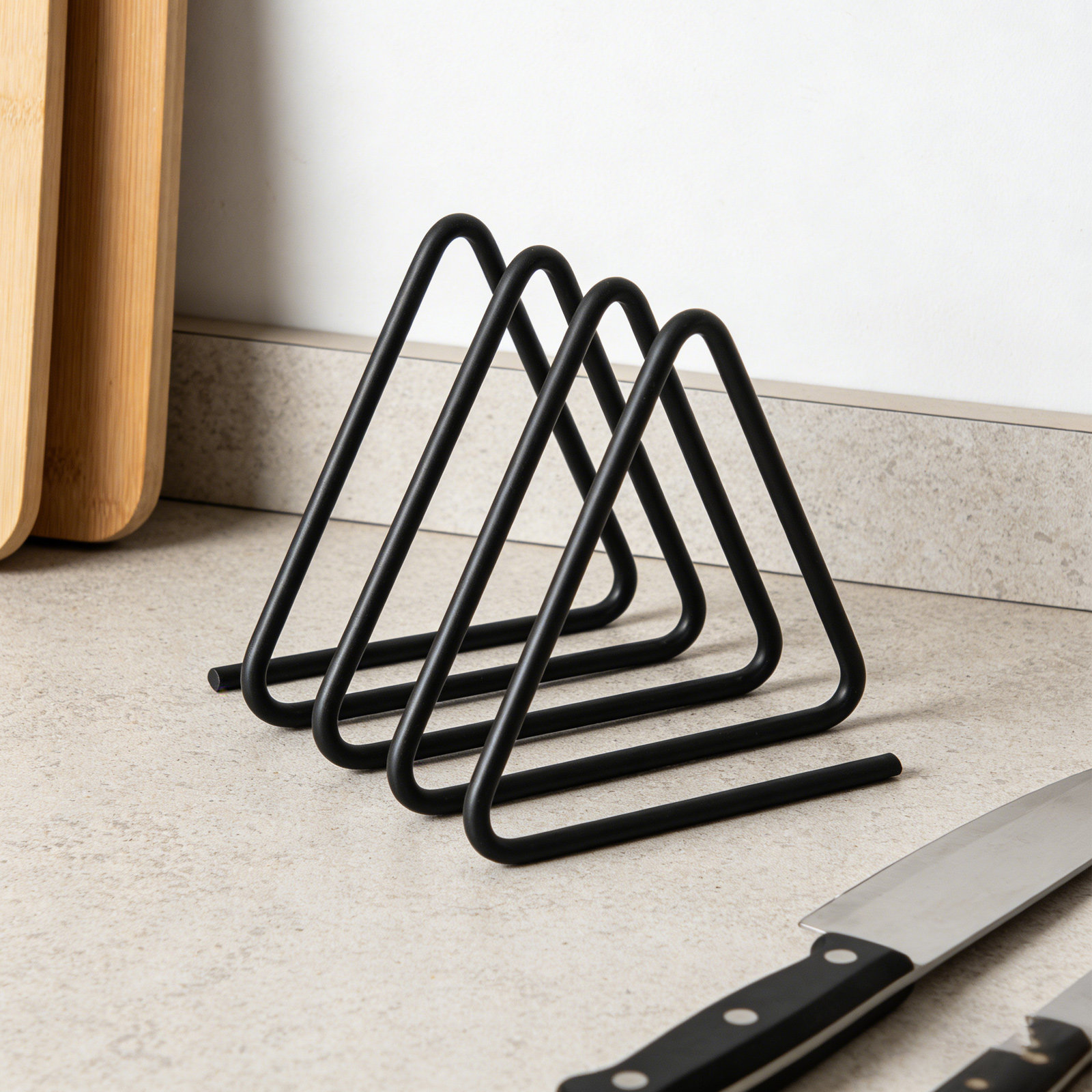 Üçgen Kesme Tahtası Rafı Siyah - Kitchen Baking Sheet Organizer incelemesi ve fiyatı